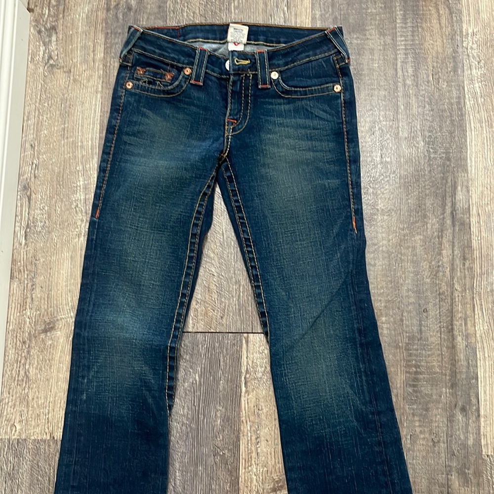True Religion Jeans Womens 28 Blue Johnny Denim Bootcut Leg Low Rise Stretch